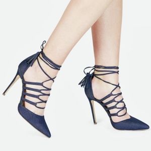 🖤JustFab Kaego Denim Heels sz 9